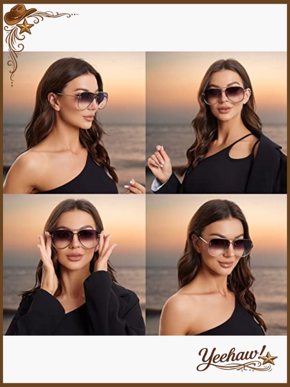 Oversized Aviator Sunglasses UV400 Protection Lightweight Metal Frame - Picture 3 of 7